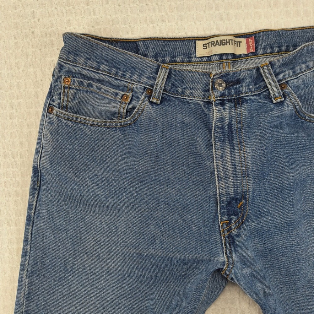 Levis 505 Mens Straight Fit Blue Denim Jeans 36x32 Medium Wash Zip Fly Classic - Picture 5 of 16